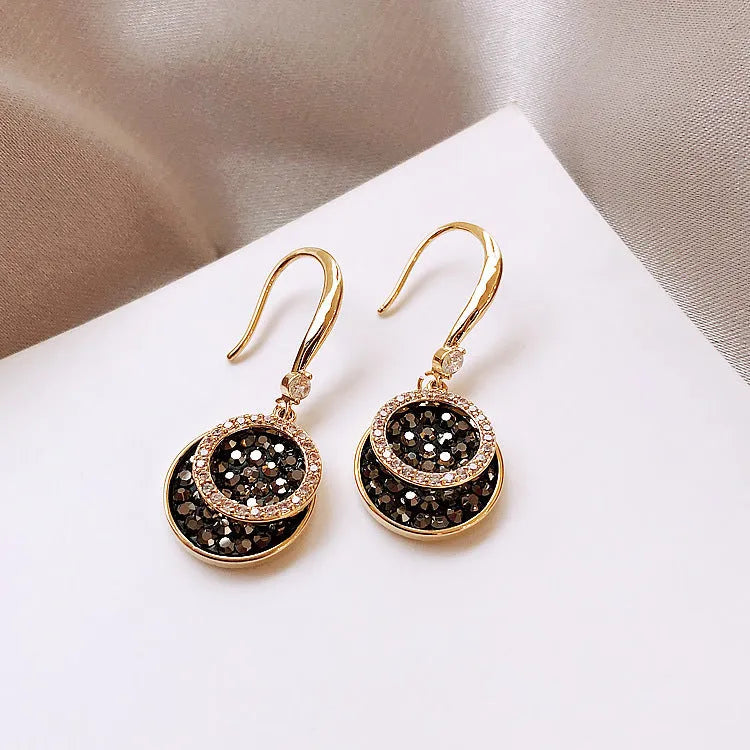 Retro Hong Kong style geometric alloy earrings with 3.6cm drop length