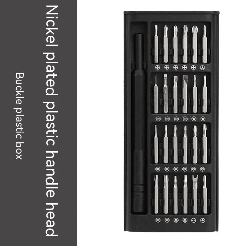 24-in-1 precision magnetic screwdriver set with aluminium and plastic handles for electronics repair.