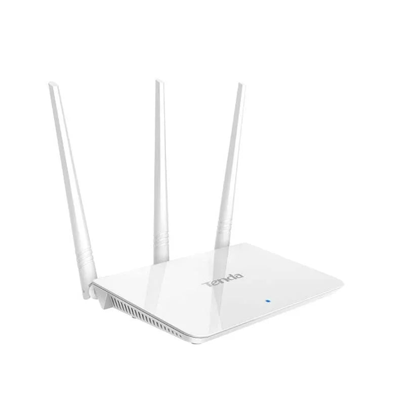 White Asus RT-AX57 Go WiFi 6 router with multiple antennas on a wooden desk