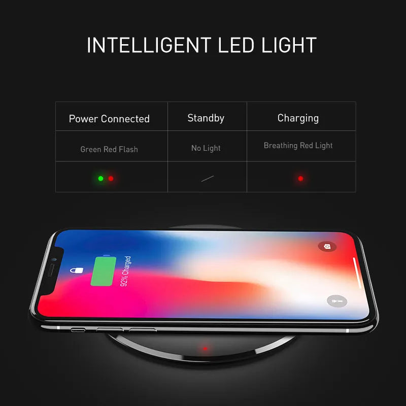 Floveme 5W wireless charger round pad 10.5cm ABS plastic black colour