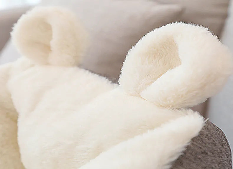 Grey cotton pet dog bed cushion sleeping bag size S 42x42x30cm on floor
