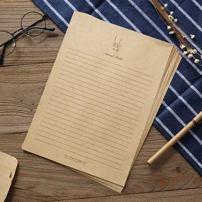 Fawn Kraft Stationery set of 10 kraft paper sheets in 26x18.7cm with four colour options