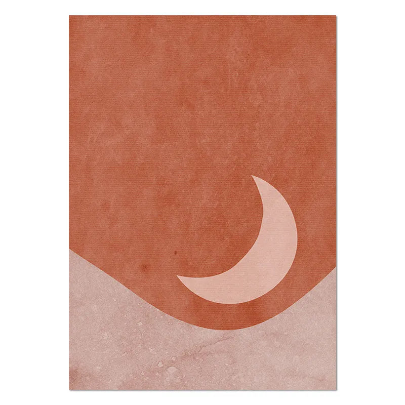 Abstract Nordic style pink canvas wall art with aluminium alloy frame on living room wall
