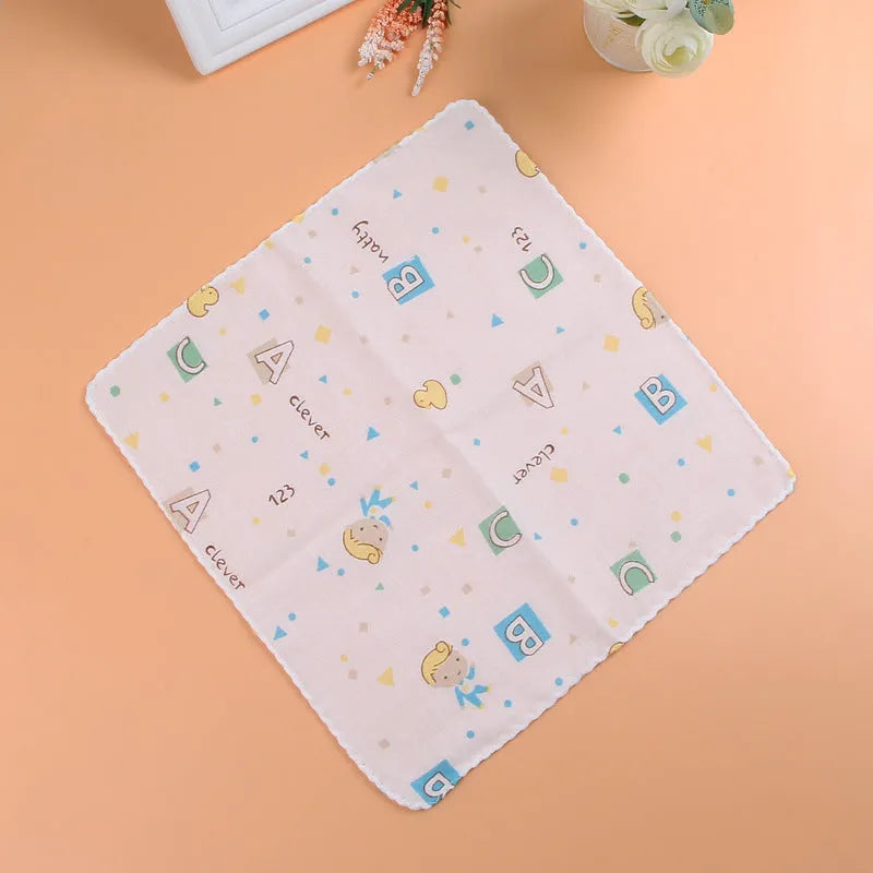 Pure cotton baby gauze saliva towel in double layer or four layer style, sizes 20cm 25cm 26cm 29cm