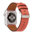 Leather watch strap with folding buckle in multiple colour options