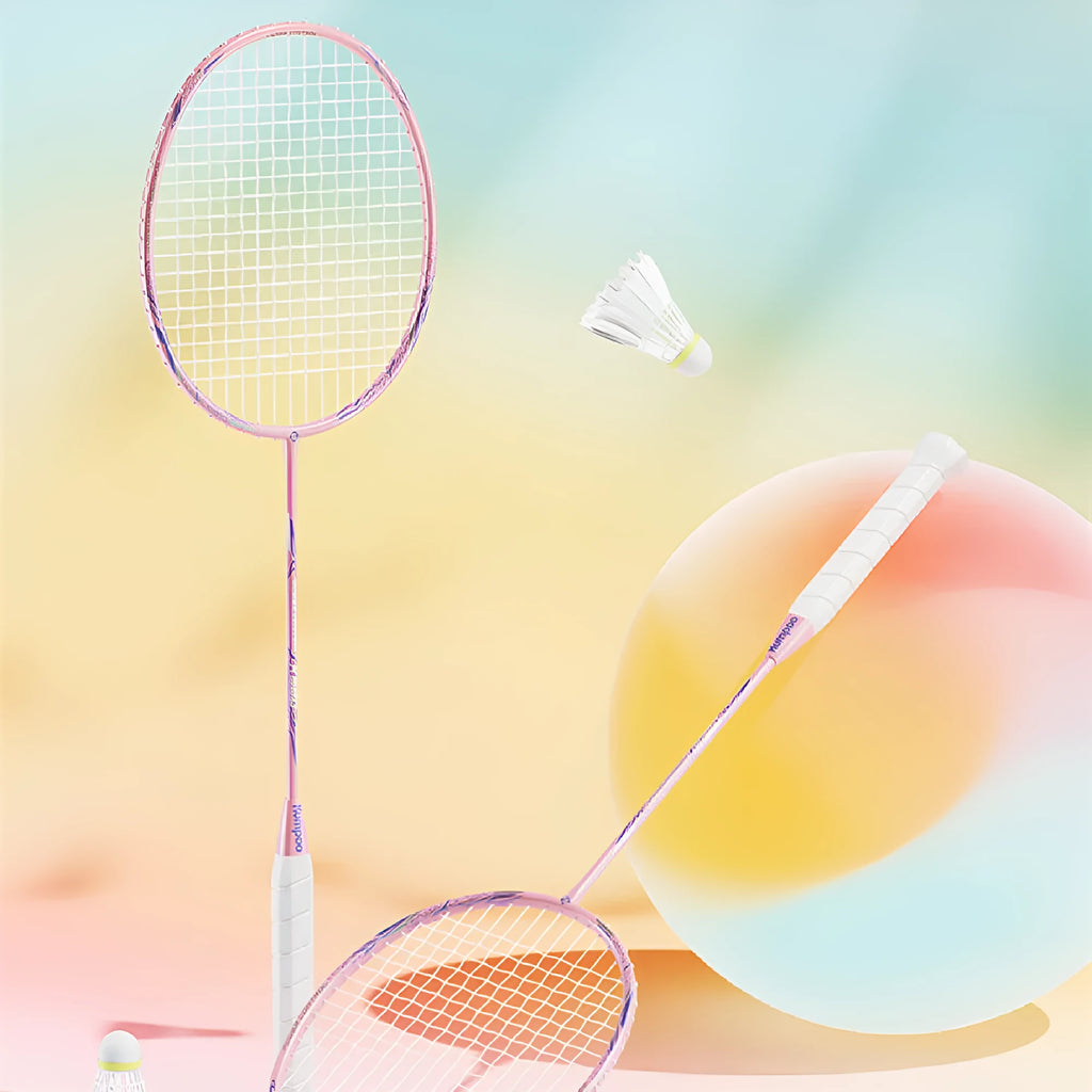 K520pro all-carbon fibre badminton racket in choice of black, pink, or white colours.