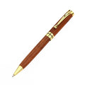 Gold metal and rosewood ballpoint pen 14cm long with cap