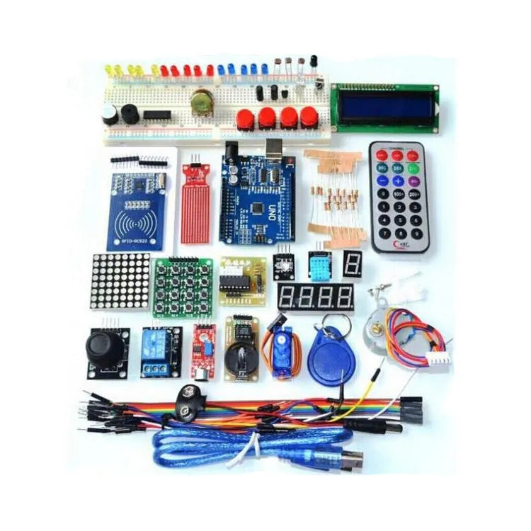 RFID upgraded Arduino starter kit with UNO R3 board, stepper motor, servo, RFID module, LCD and sensor modules