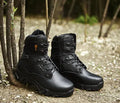 Delta high and low army boots in full-grain cowhide with rubber sole, available in black, green, sand, sizes 35 to 46