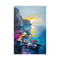 Handmade oil painting canvas wall art abstract Mediterranean scenery vertical rolled frameless unstretched