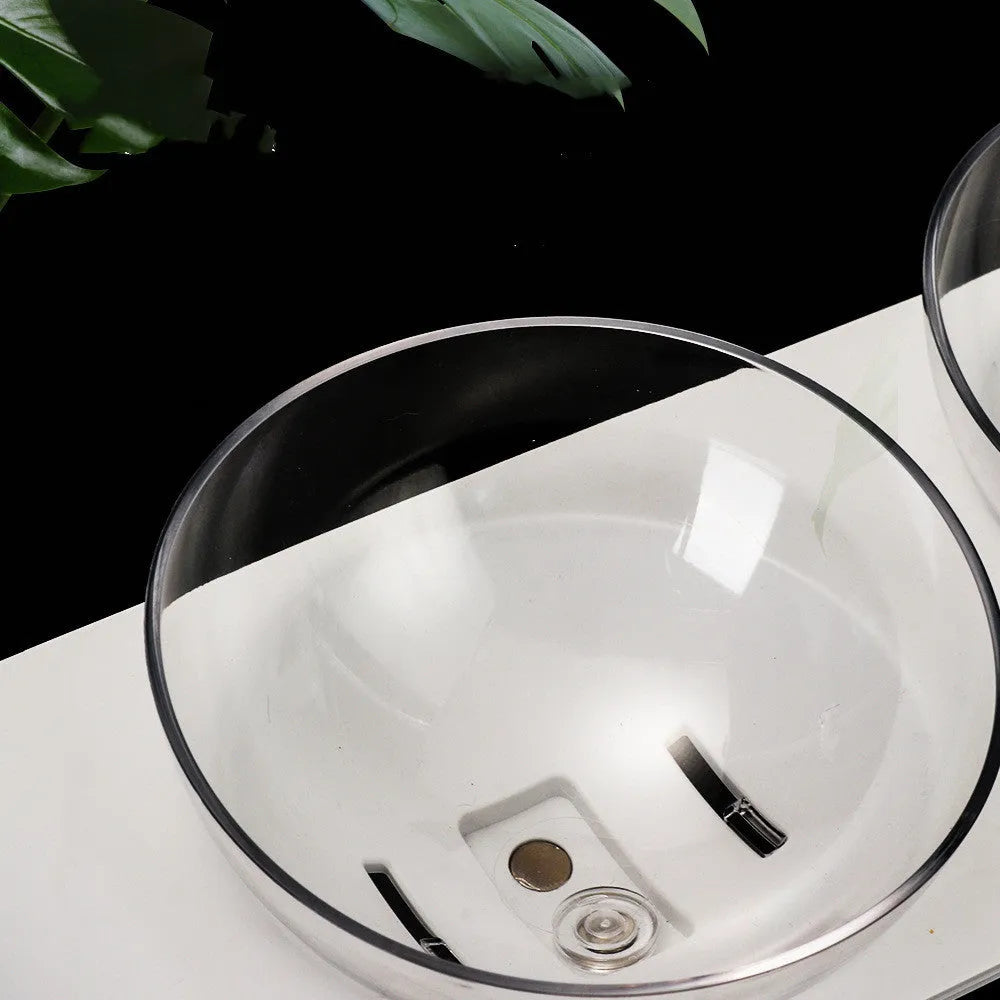 White plastic double bowl pet bowl for dogs and cats, model M760