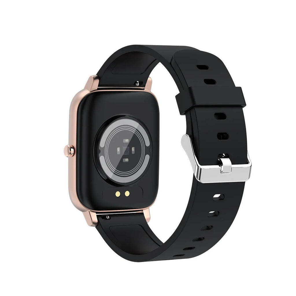 H80 smart watch with black silicone strap showing ECG heart rate graph on its 1.69-inch screen