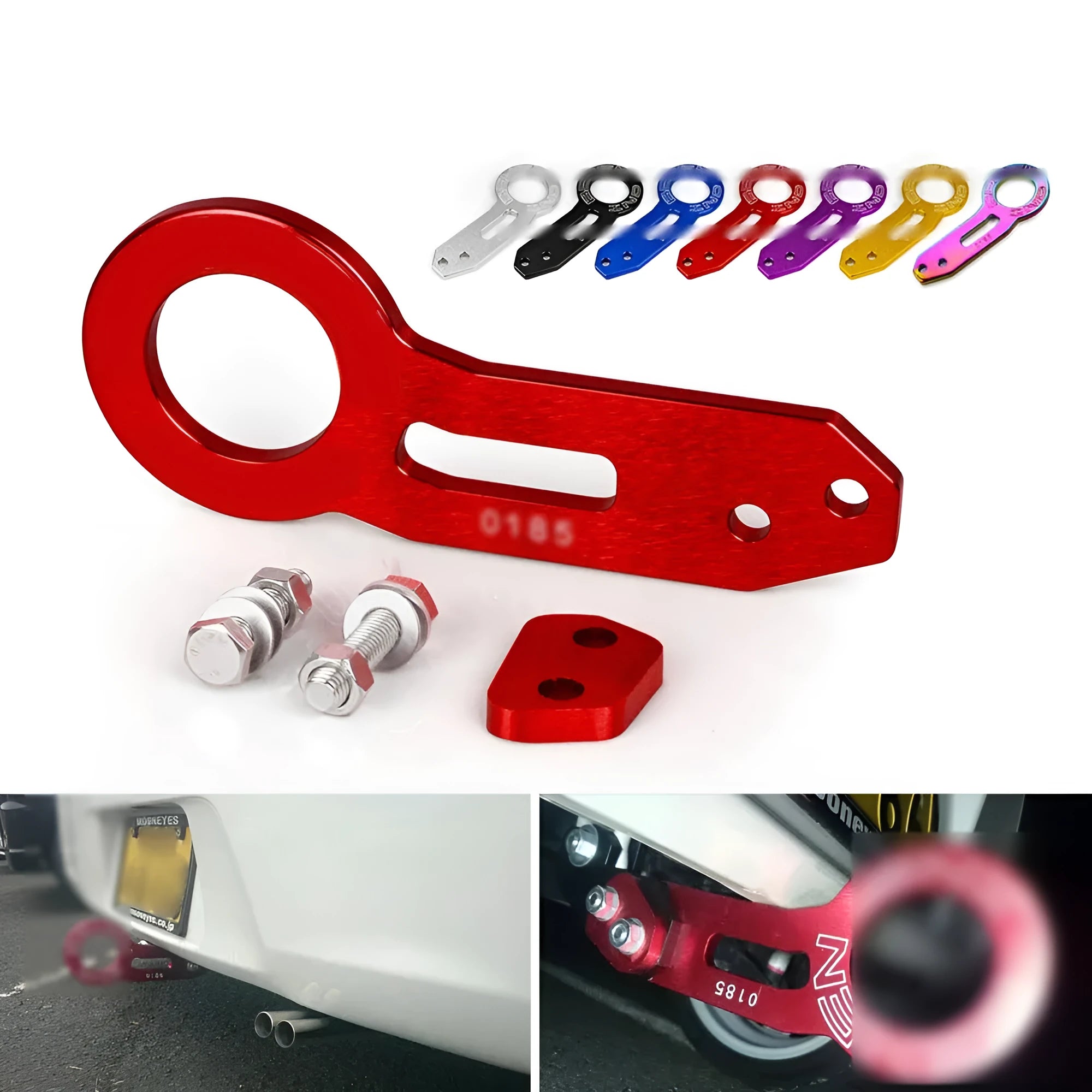 Car modification aluminium alloy BEN tail drawbar 30cm in multiple colours on vehicle rear