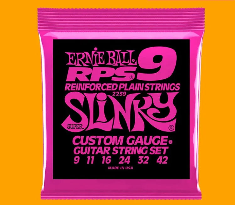 Set of nickel-plated alloy electric bass guitar strings for rock and metal music.