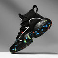 Men's camouflage pattern sneakers with mesh upper and vulcanised rubber sole on a white background.