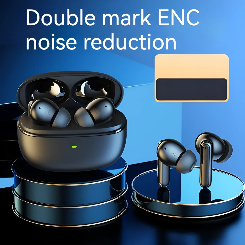 Wireless Bluetooth noise reduction in-ear headphones with digital display charging case, black and white colour options