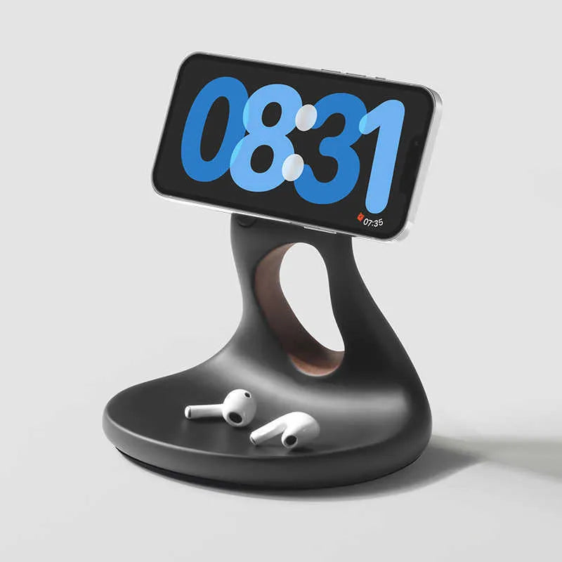 Creative MagSafe mobile phone holder resin storage rack with wireless charger slot and cable tray 16.5cm C11 style
