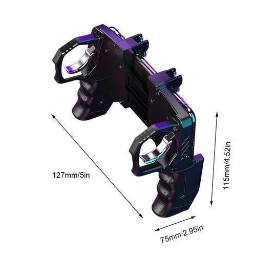 Black multi-function gamepad controller with integrated phone holder for smartphones