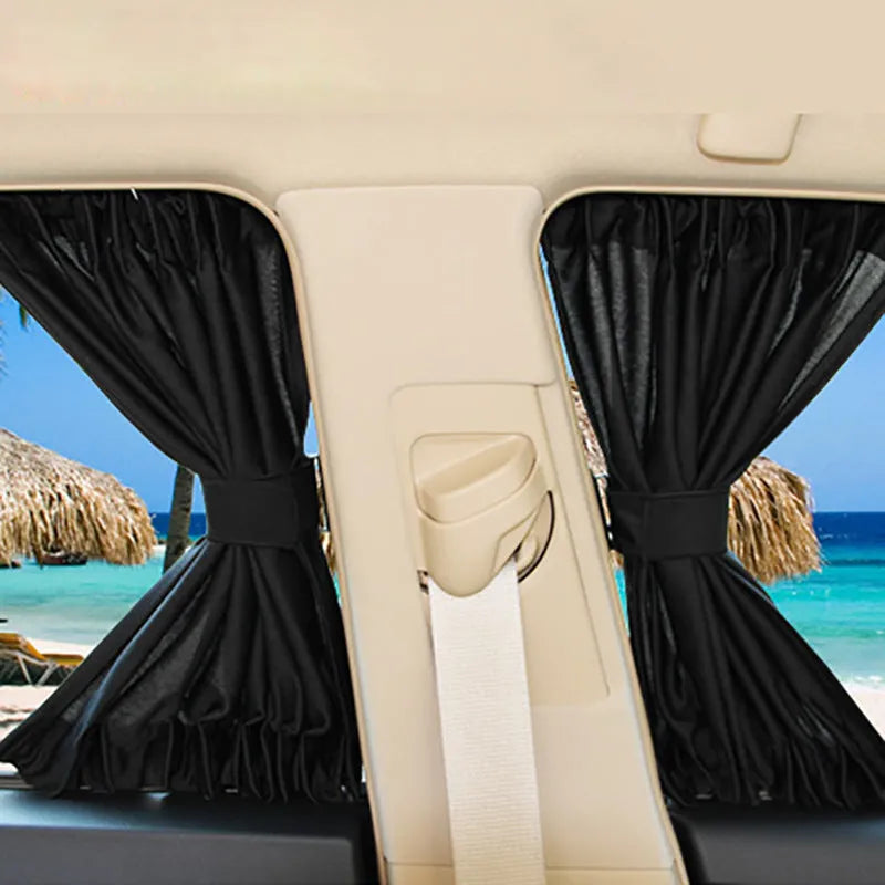 Car sun shade curtains cotton polyester fabric 50cm wide beige black grey set of two