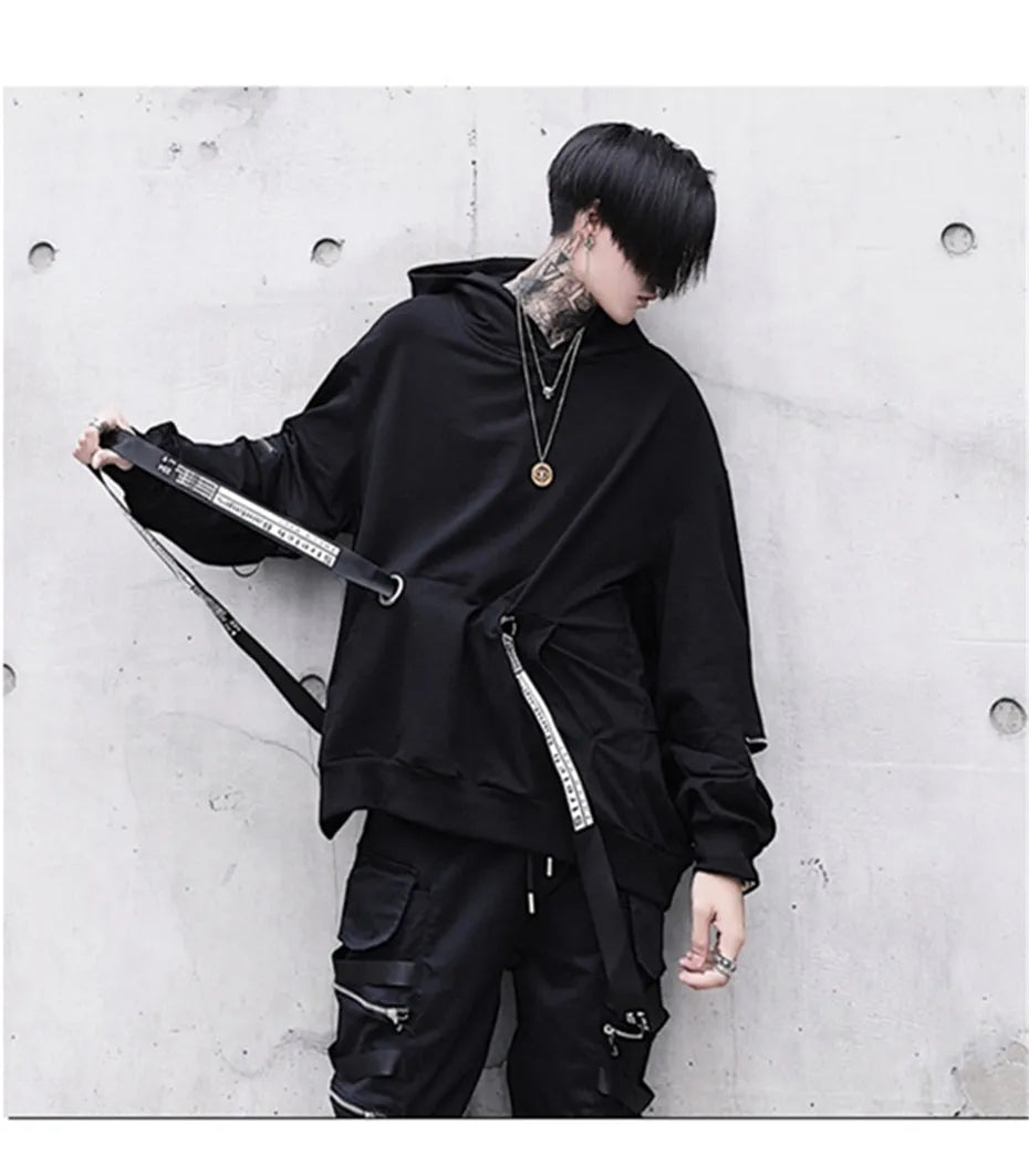 Harajuku hip hop loose hoodie sweatshirt in solid colour with long sleeves and hood, sizes M to 3XL
