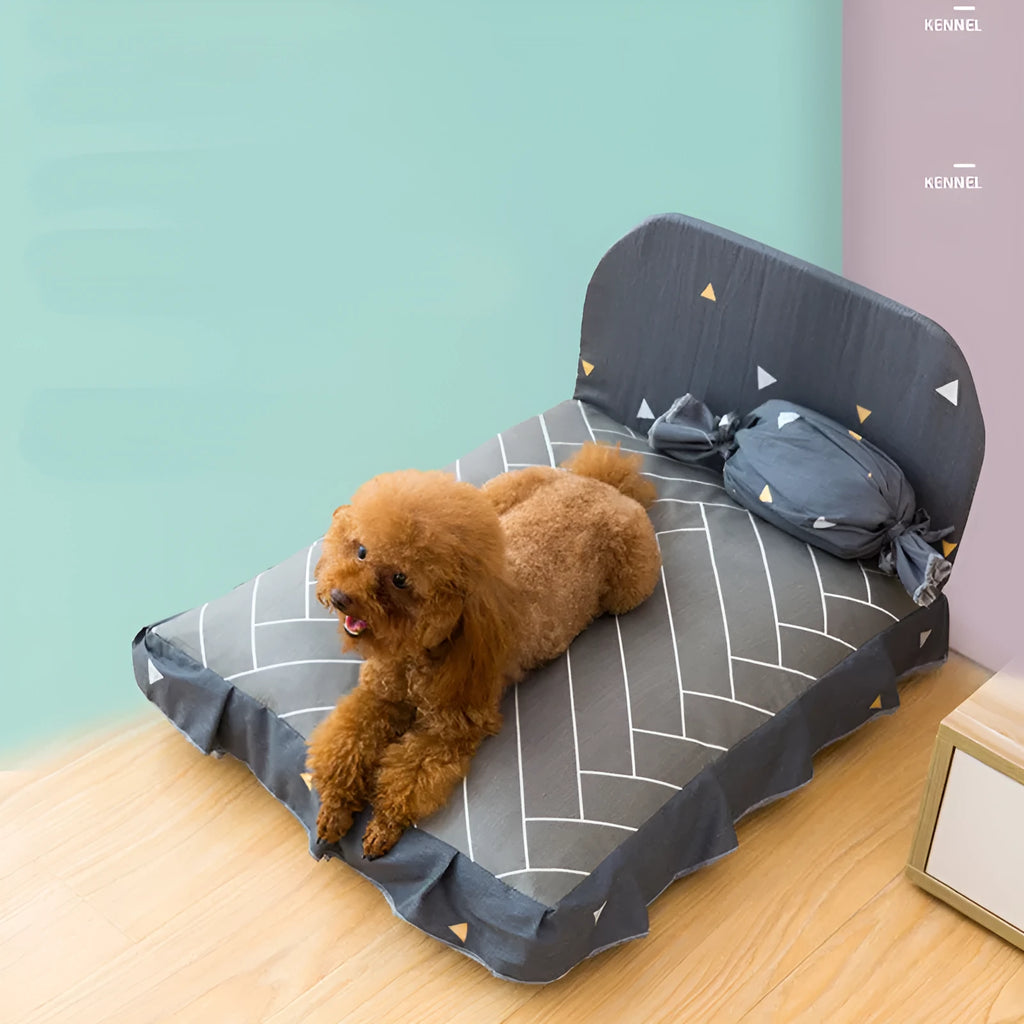 Candy shape pet house puppy bed in grey with cotton cloth surface and removable washable cover