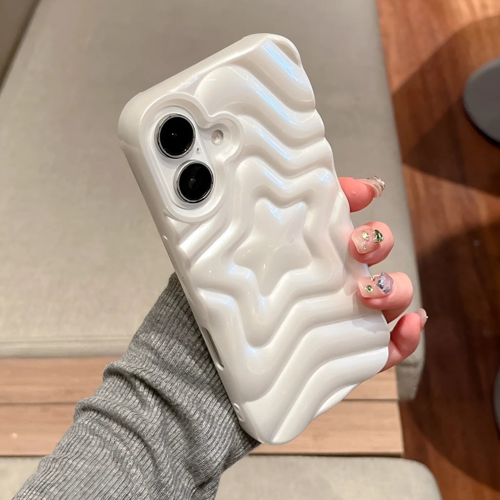 Pearlescent white three-dimensional stacking XINGX TPU phone case for Apple iPhone, anti-fall back cover