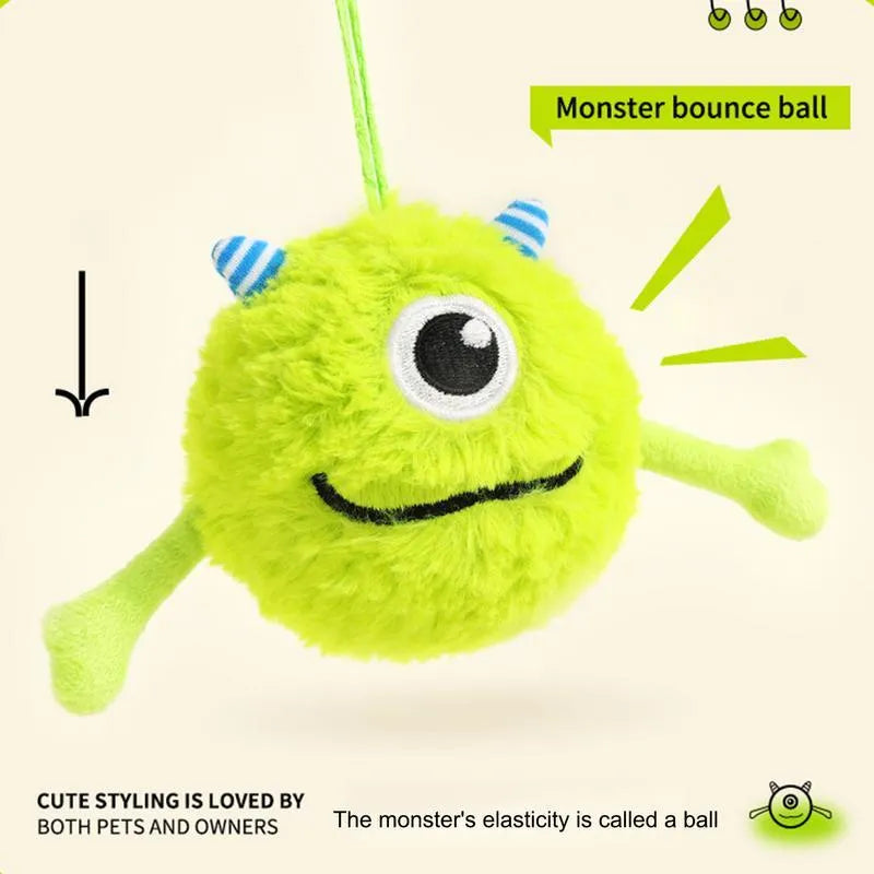 Green sound-activated dog teething ball toy with plush exterior