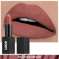 Matte finish waterproof lipstick in one of 24 colours, showing long-lasting nonstick lip colour.
