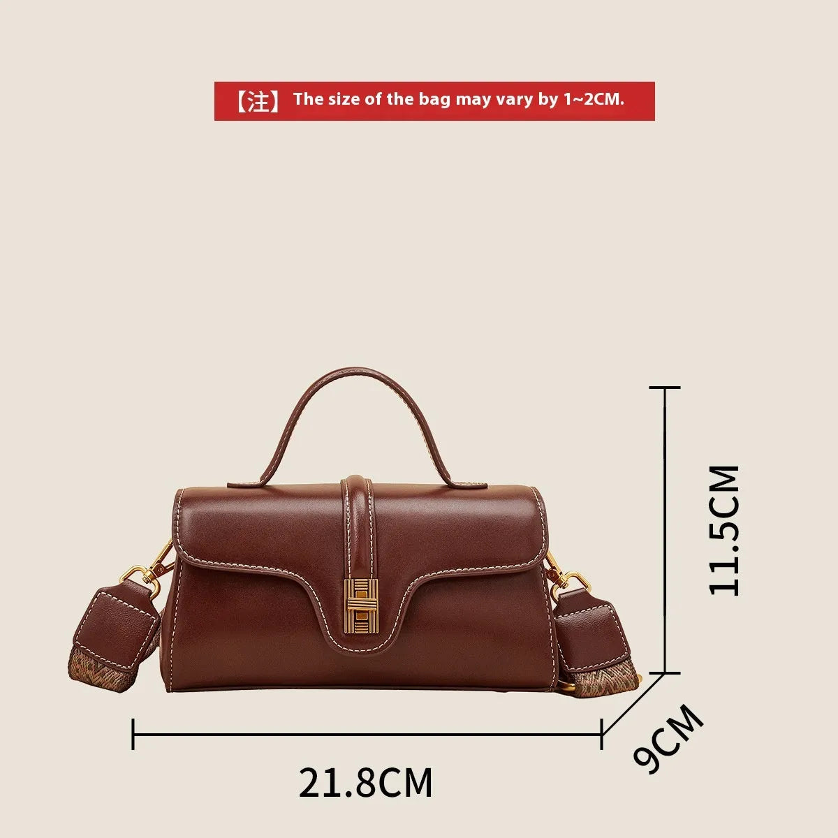 Cambridge retro messenger bag in synthetic leather with clam-shell design and lock detail