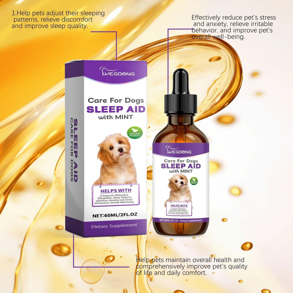 60ml dog sleep drops bottle with natural mint extract formula for nighttime canine calm