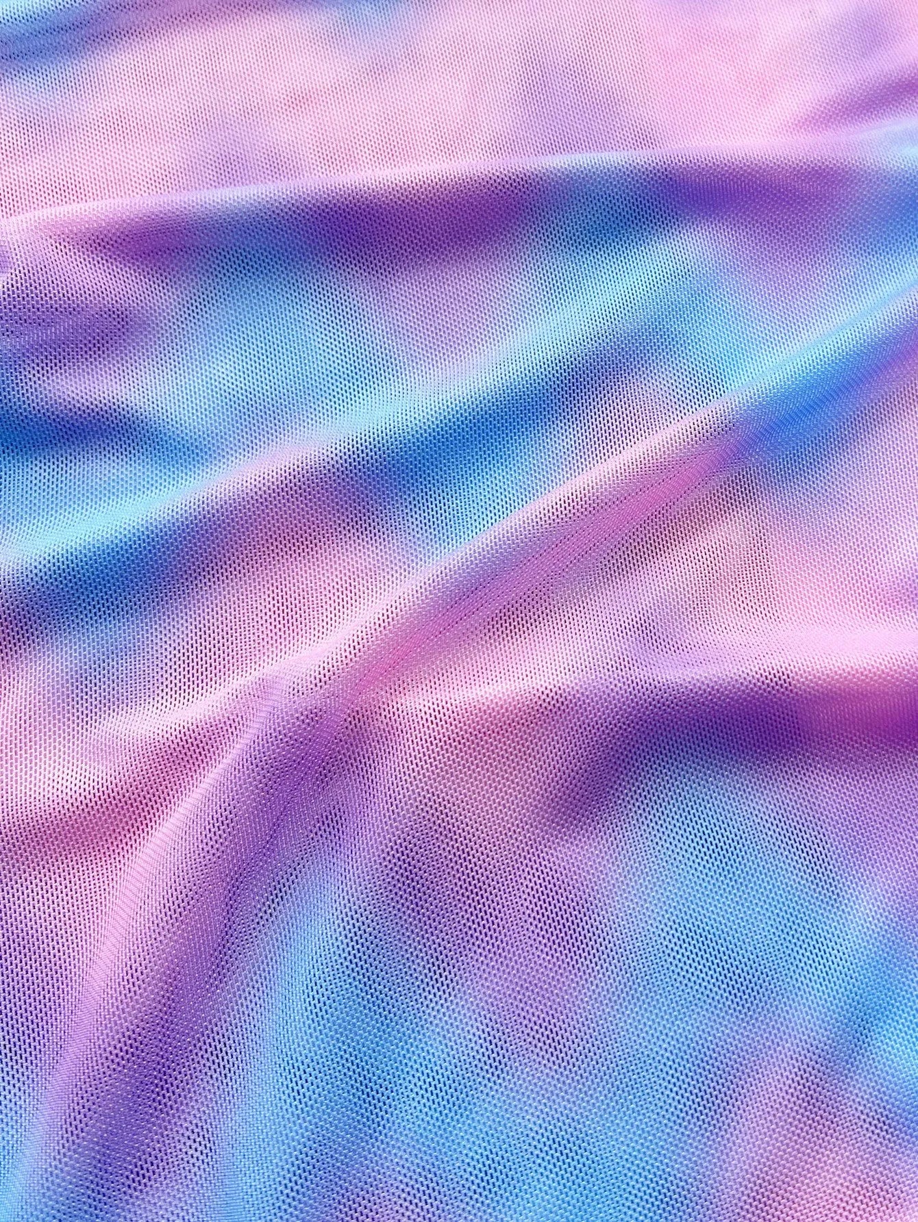 Women's split tie-dye swimsuit bikini set with skirt, bra, and panties for swimming