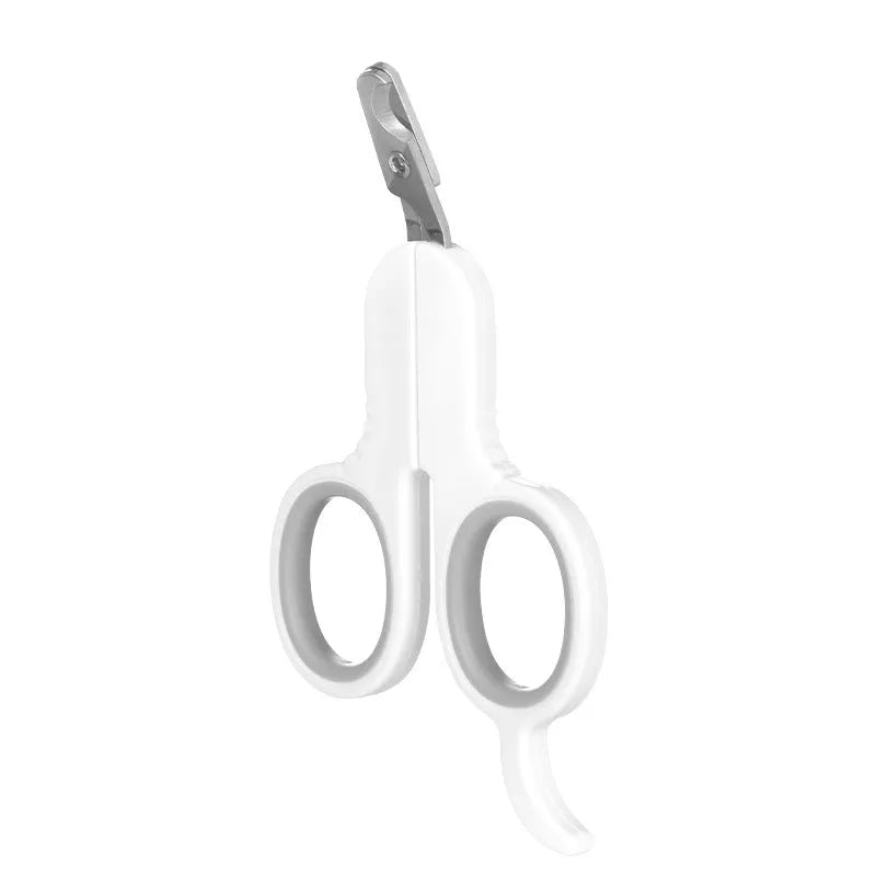 Professional grey pet nail clippers with curved tip and rubber handle for cats and small dogs