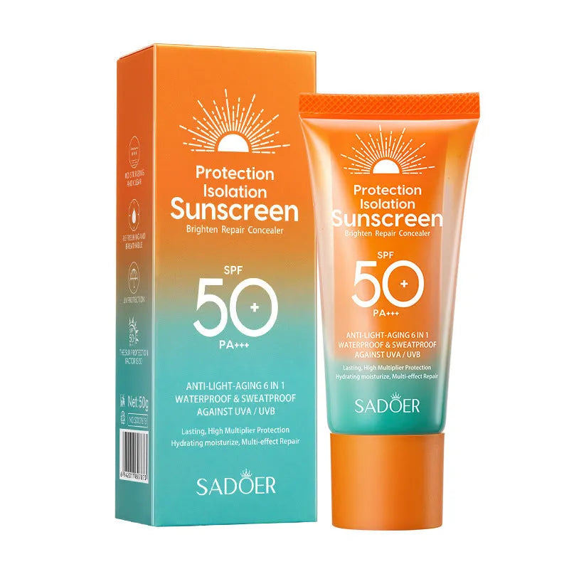 Double tube multi-effect repair isolation sunscreen 50g packaging with sun protection and makeup primer functionality
