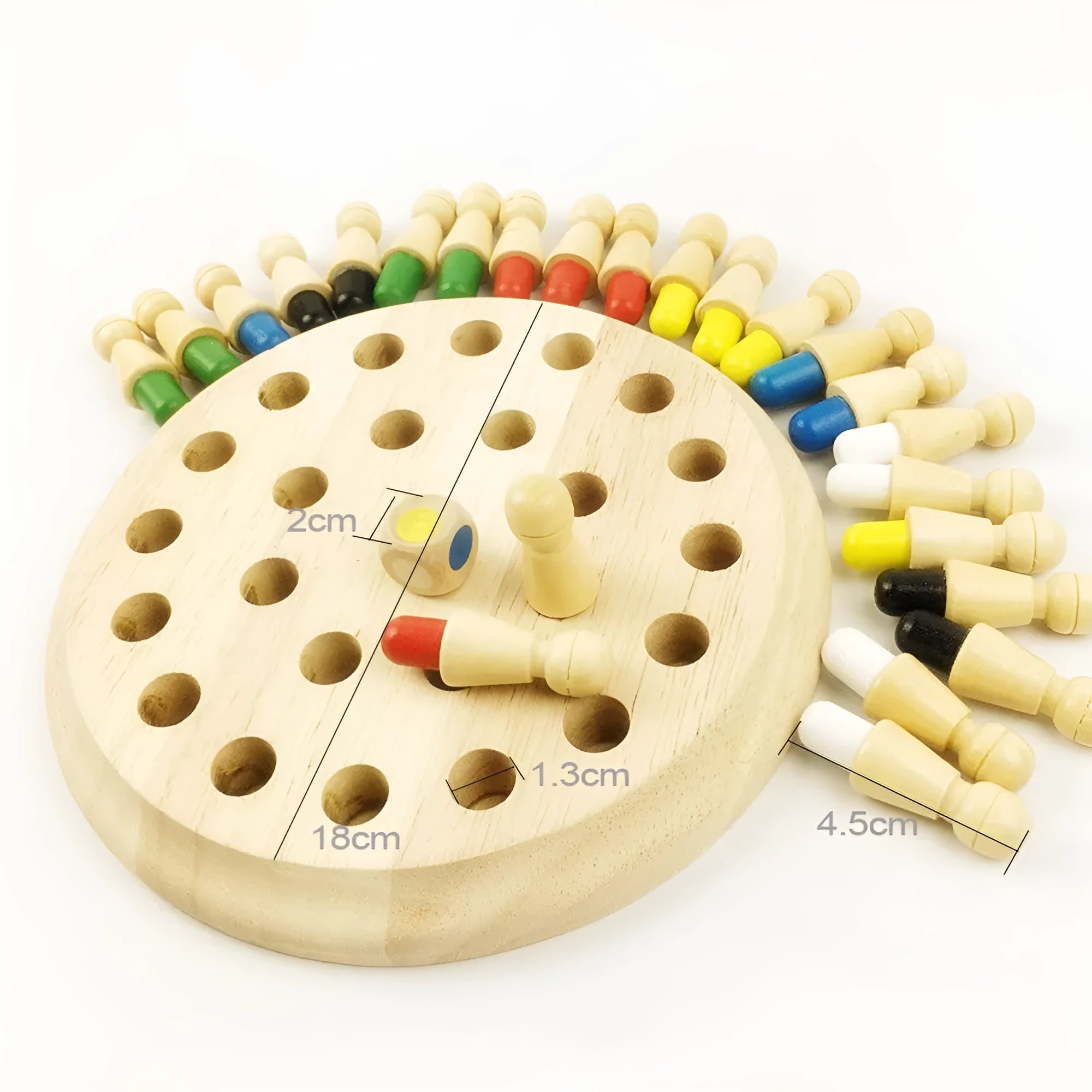 Montessori beech wood memory match stick chess game with green varnish for children 3+