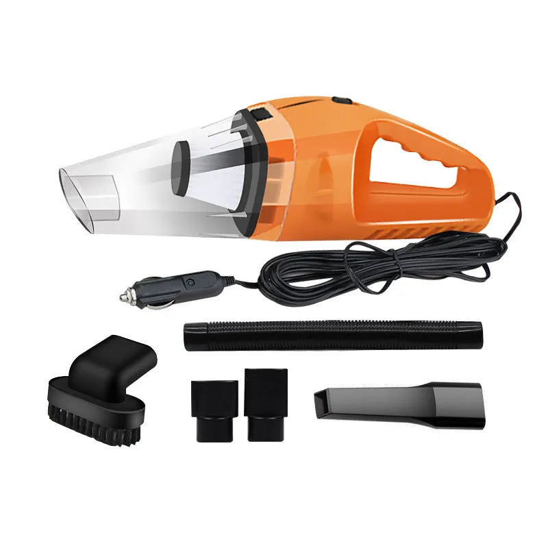 Portable 12V handheld car vacuum cleaner in black with cigarette lighter plug and 5-metre cord