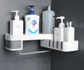 White and grey European retro style suction wall-mounted corner shelf for bathroom