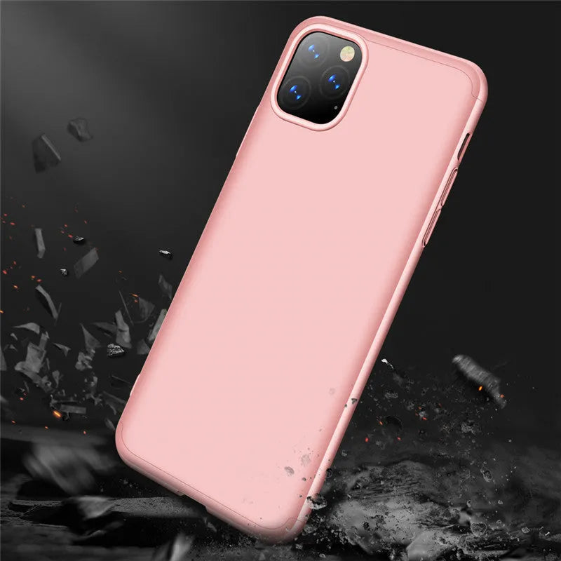 Three-section solid colour PC back cover case for Apple iPhone 11 in black