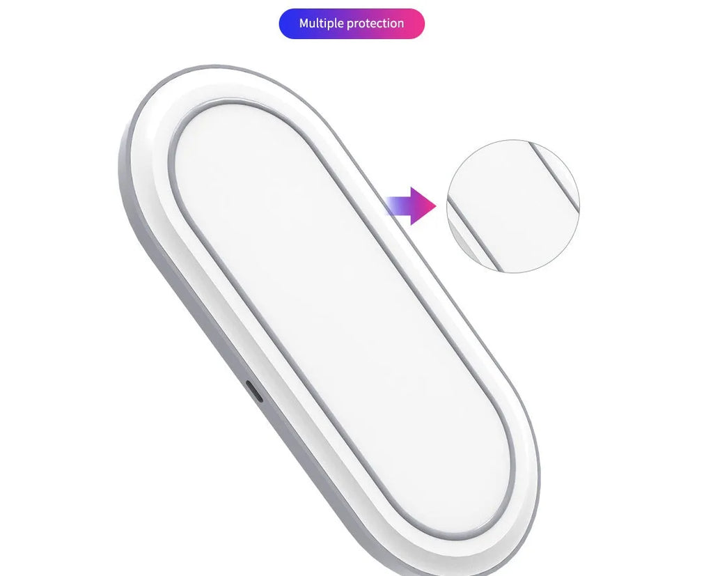White three-in-one wireless charger for phone and watch with Type-C port and LED indication