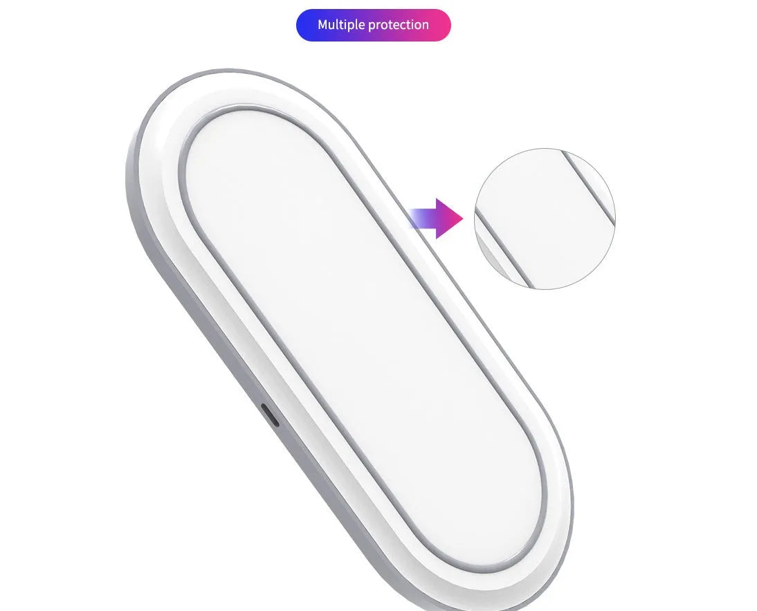White three-in-one wireless charger for phone and watch with Type-C port and LED indication