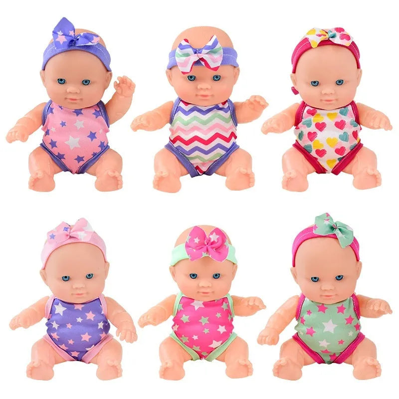 21.5cm tall simulation baby vinyl figurine doll in display box with six colour variant options