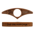 Handmade wooden thumb bookmark ring in antique-style beech and walnut colours