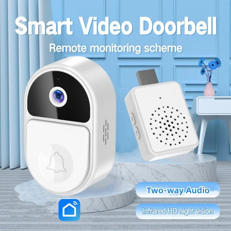 Doodle Smart Visual Doorbell V8 in black and white, showing front view with camera and button.