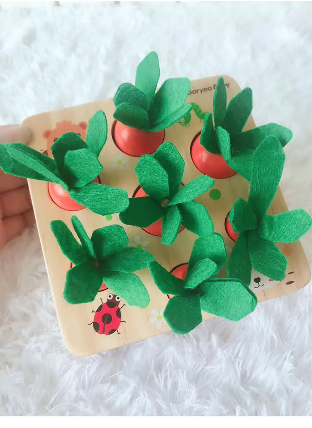 Harvest carrot themed wooden educational toys for 2-4 year olds made from pine wood with safe water paint