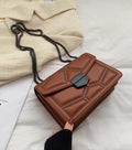 Small crossbody bag for women with rivet chain strap, available in black, brown, coffee and red