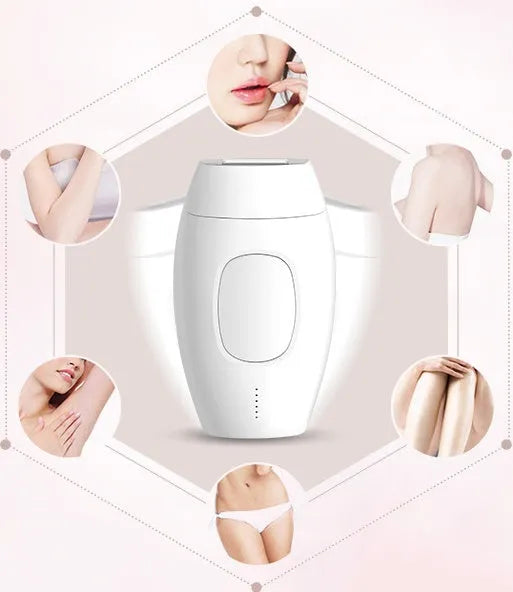 Black laser hair removal device with quartz lamp and skin identification sensor for home use on body and face