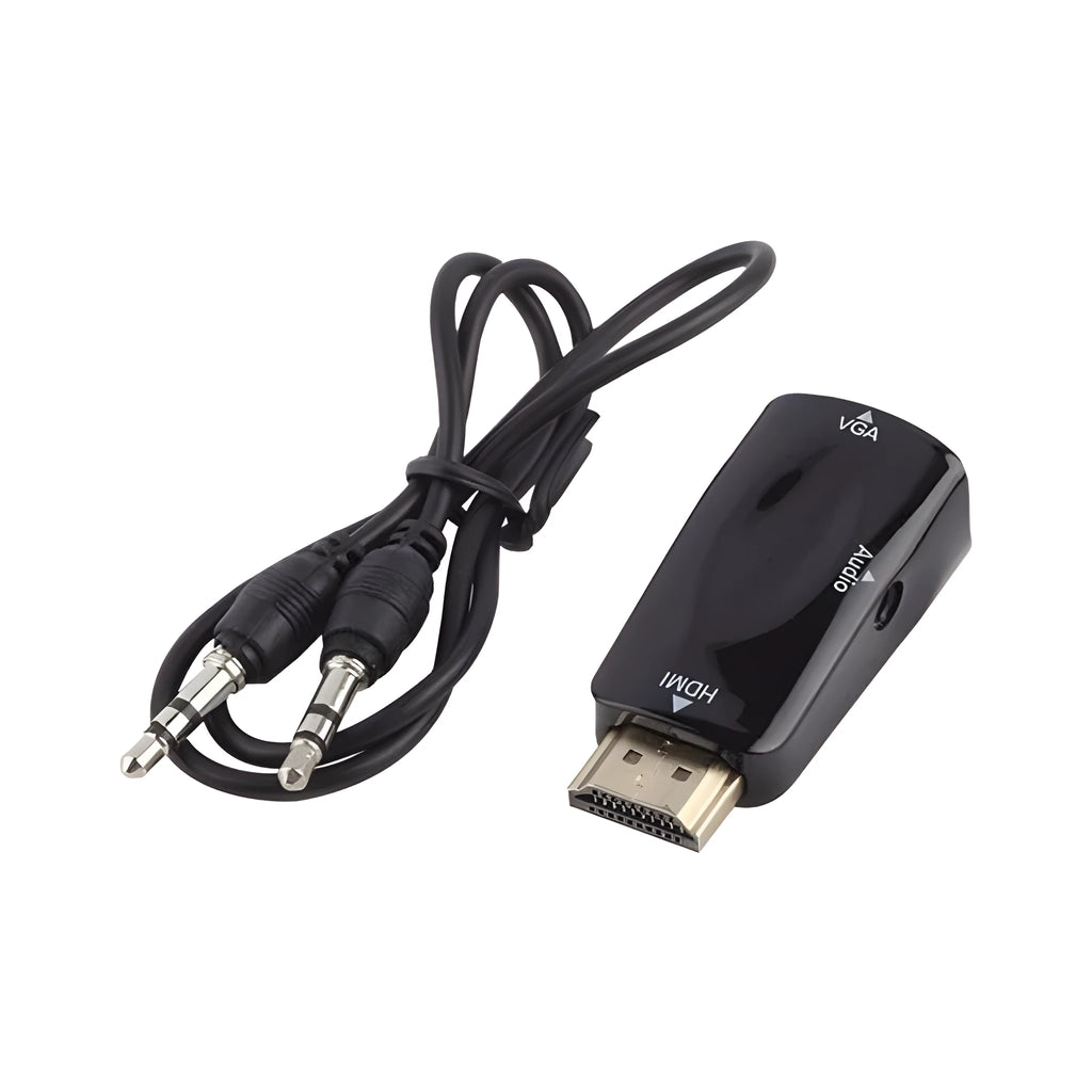 Black and white HDMI to VGA adapter converter for connecting laptops to monitors
