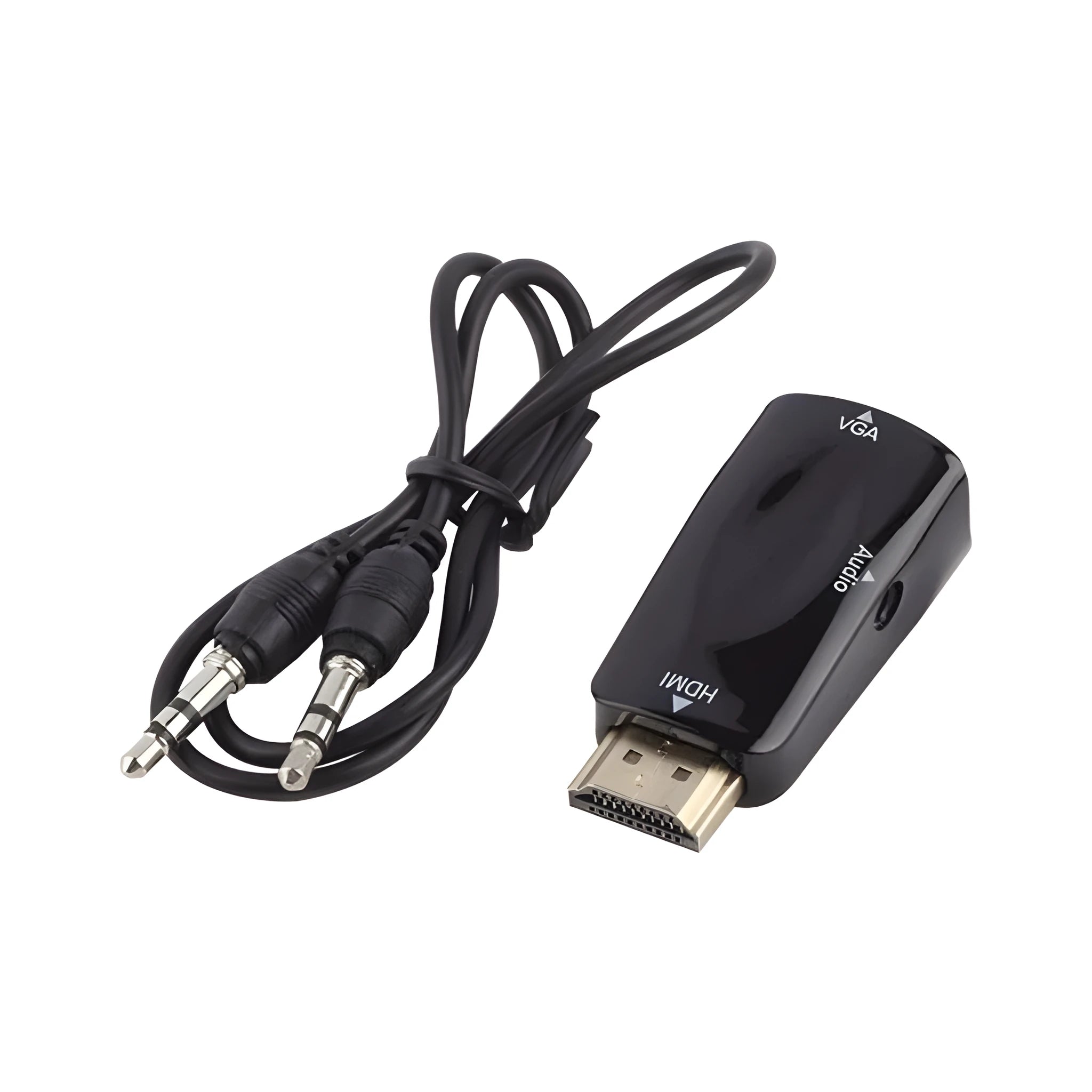 Black and white HDMI to VGA adapter converter for connecting laptops to monitors
