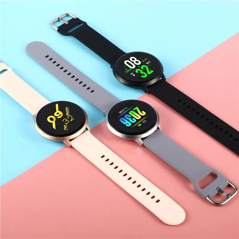 Ultra-thin zinc alloy smart health bracelet with a black silicone strap and 1.3-inch screen.