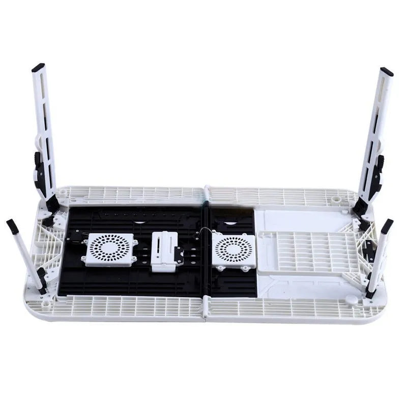 White folding ABS computer desk bed with adjustable legs and double heat dissipation, 560 x 316mm