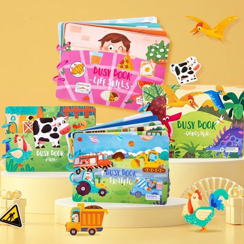Children's busy book paper puzzle 30.5x21.7x3.3cm with repeated paste design, farm model